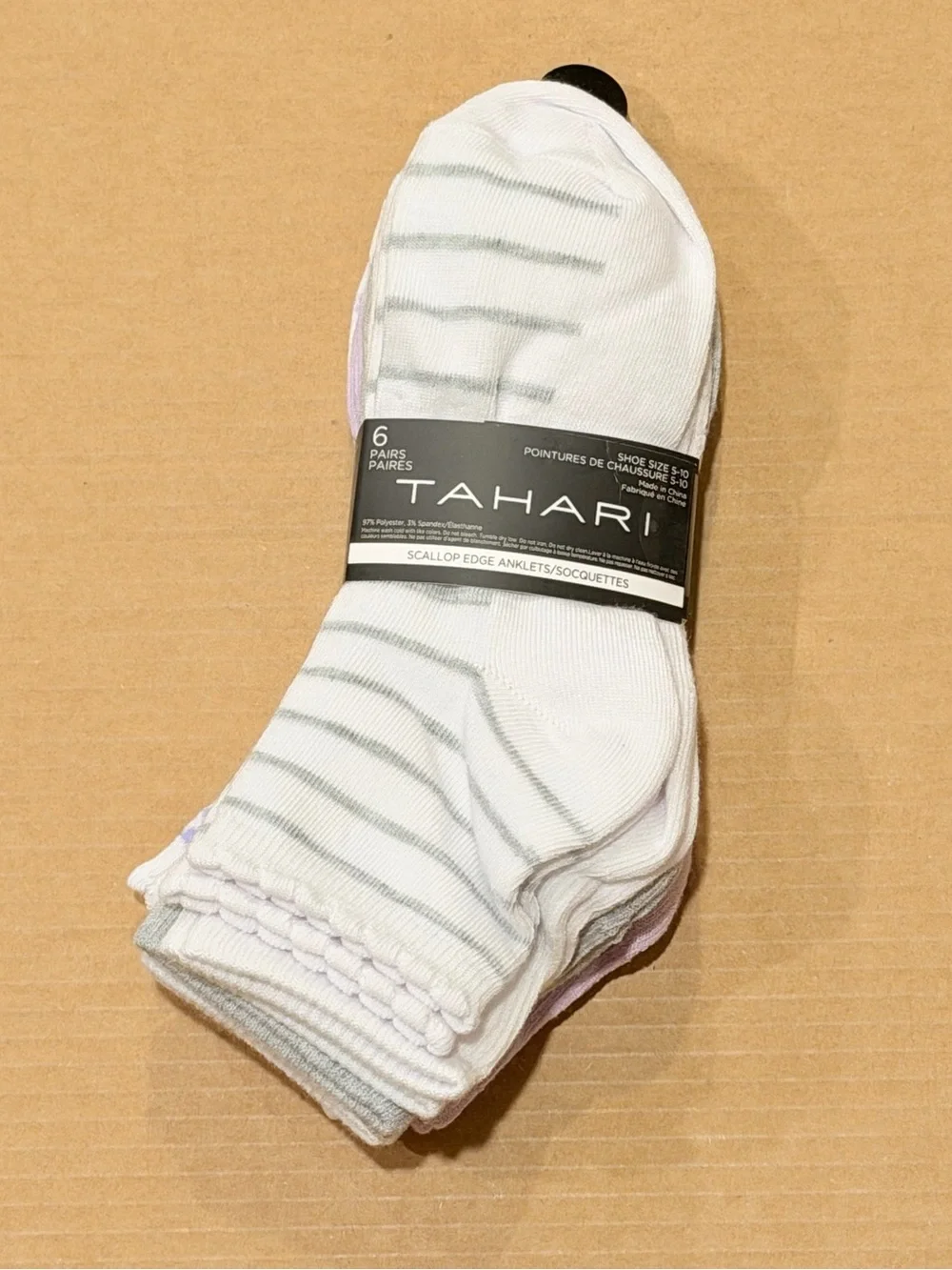 Tahari Women’s Assorted Ankle Socks Lupine/ Lavender/ White/ Grey Size 6 Pairs